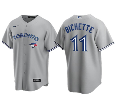 Men's Gray Toronto Blue Jays #11 Bo Bichette Cool Base Stitched MLB Jersey